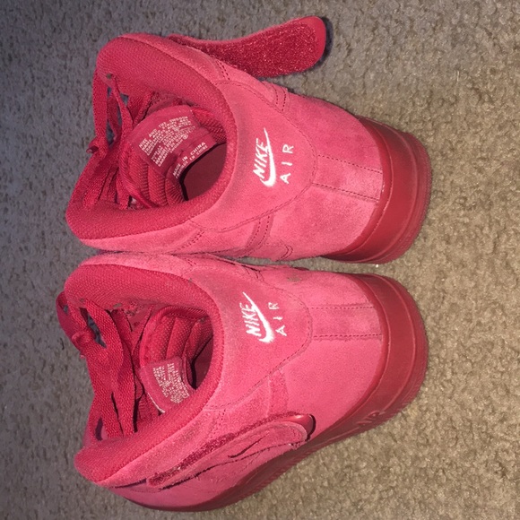 All Red Hightop Nike Air Forces - Picture 2 of 4